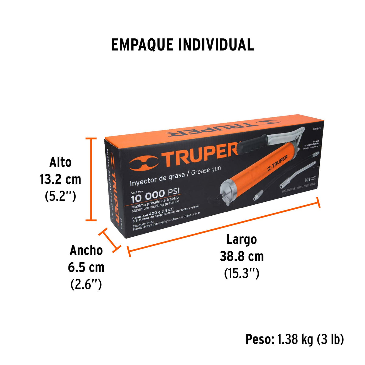 Grasera industrial, 14 oz, 6,000 lb/pulg2