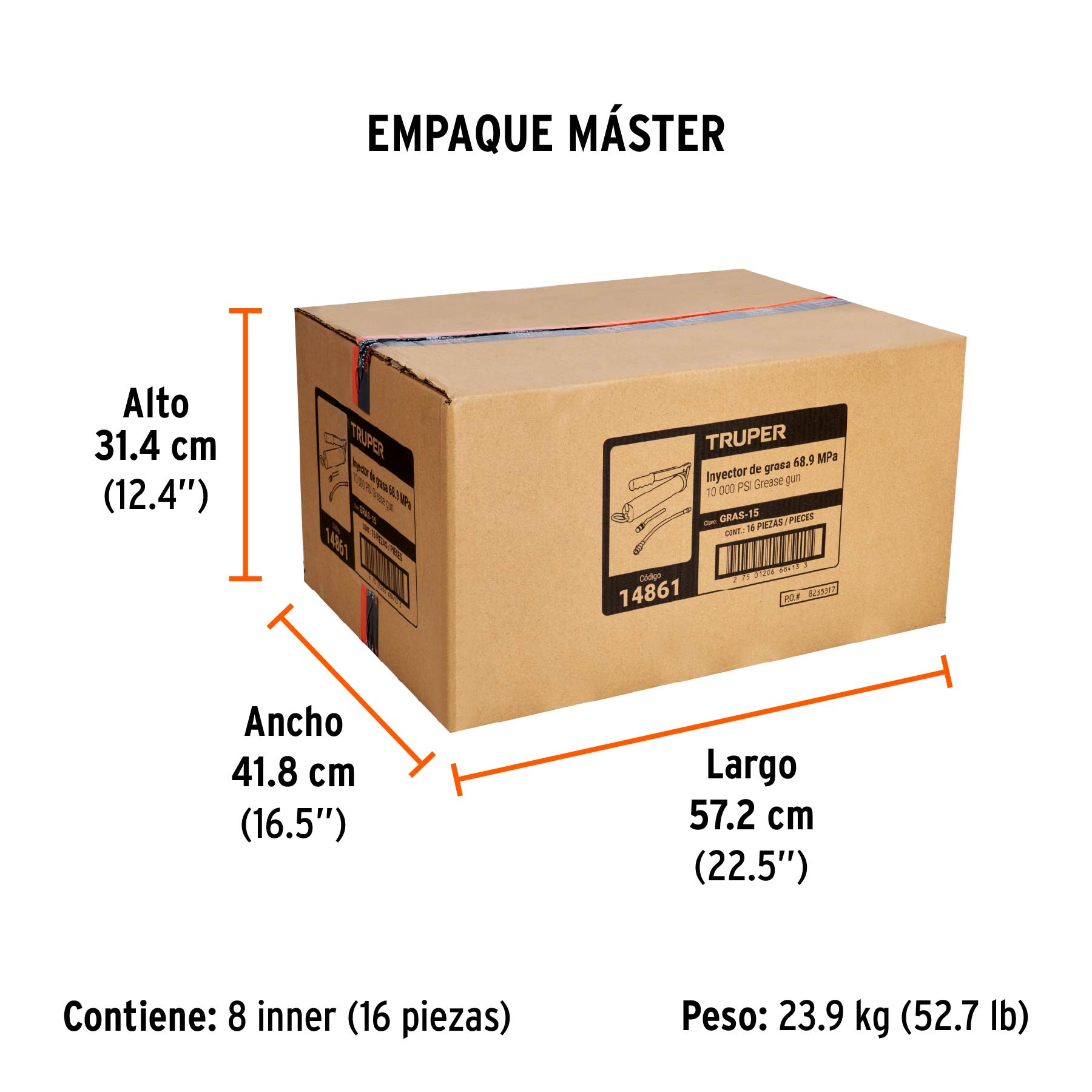 Grasera industrial, 14 oz, 6,000 lb/pulg2