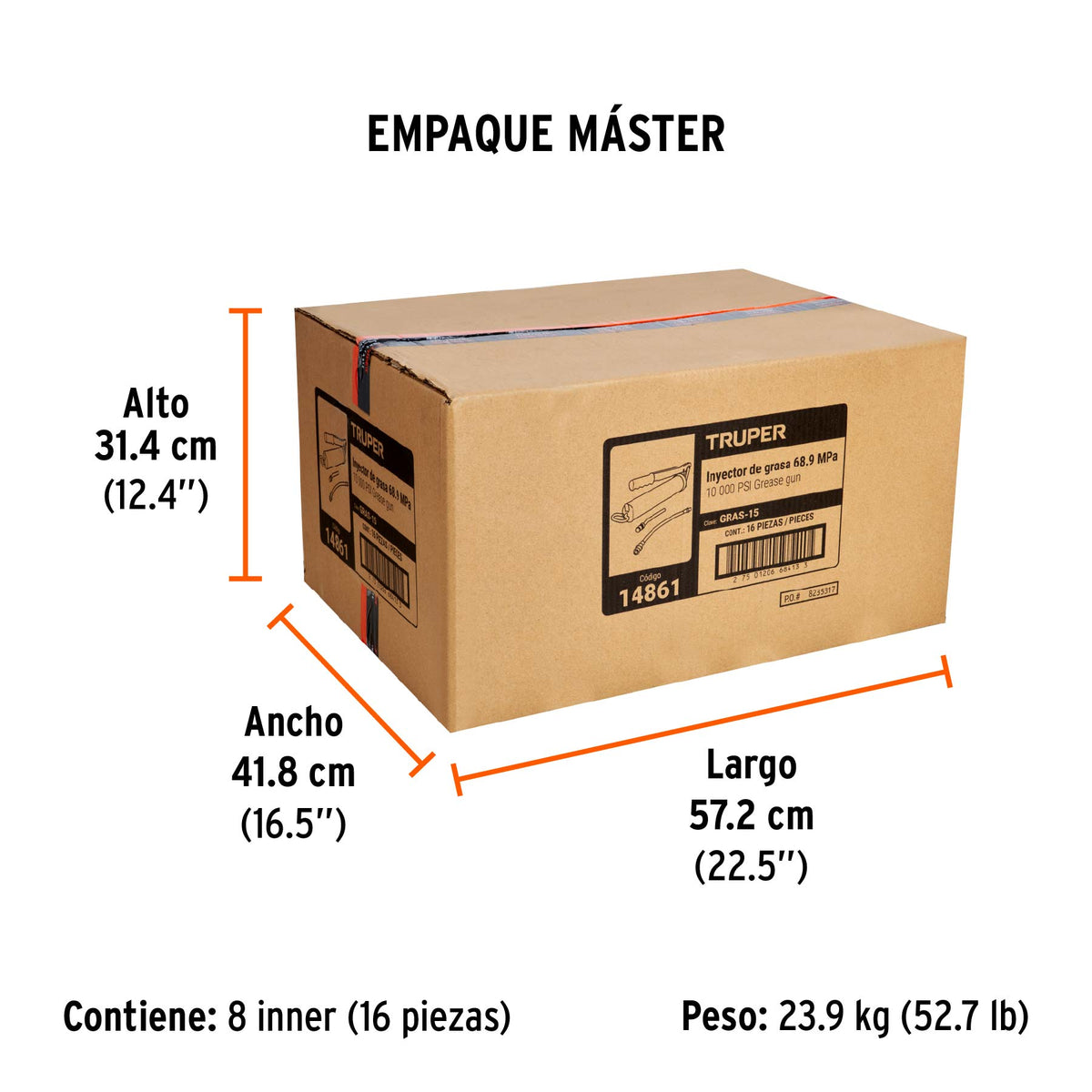 Grasera industrial, 14 oz, 6,000 lb/pulg2