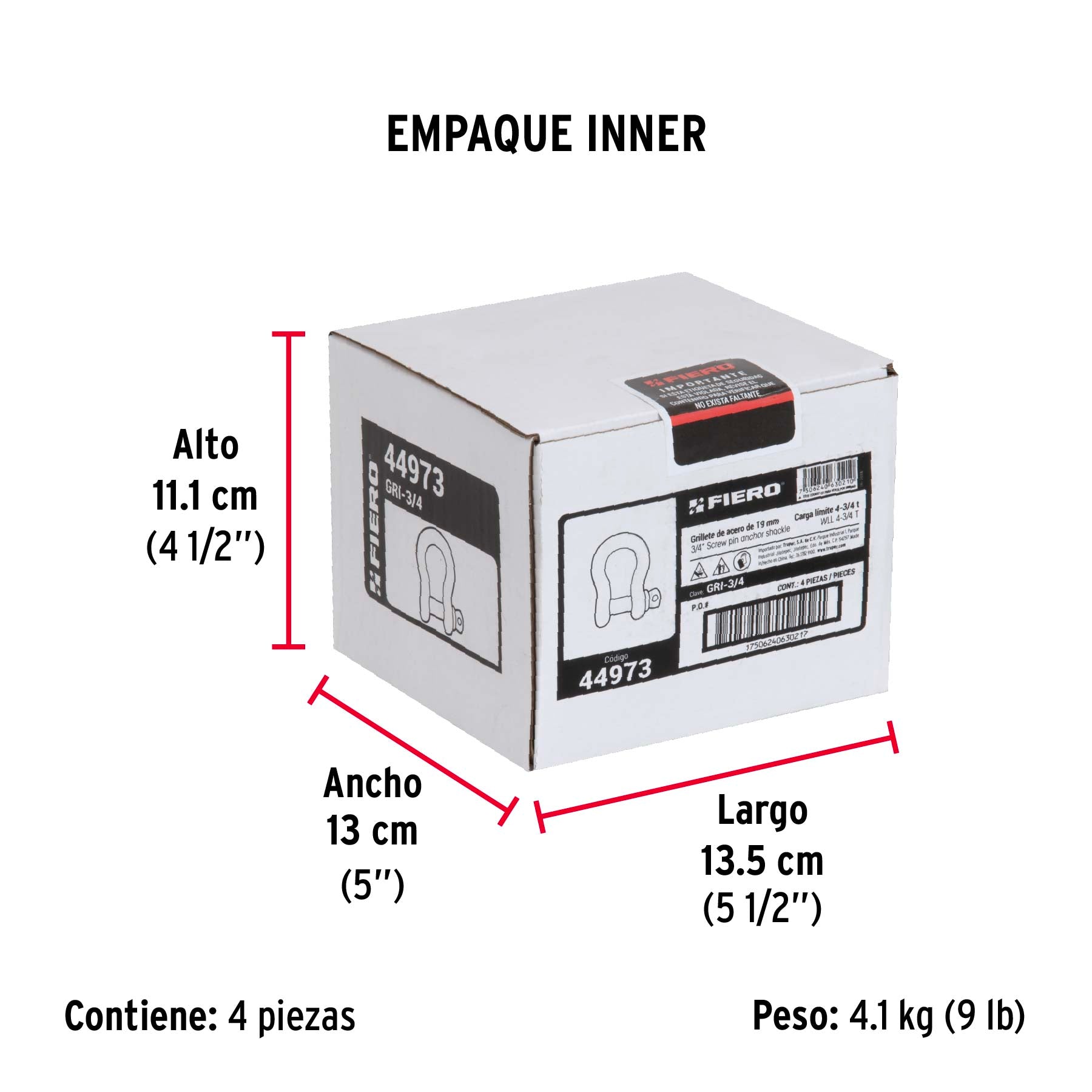 Grillete de 3/4"