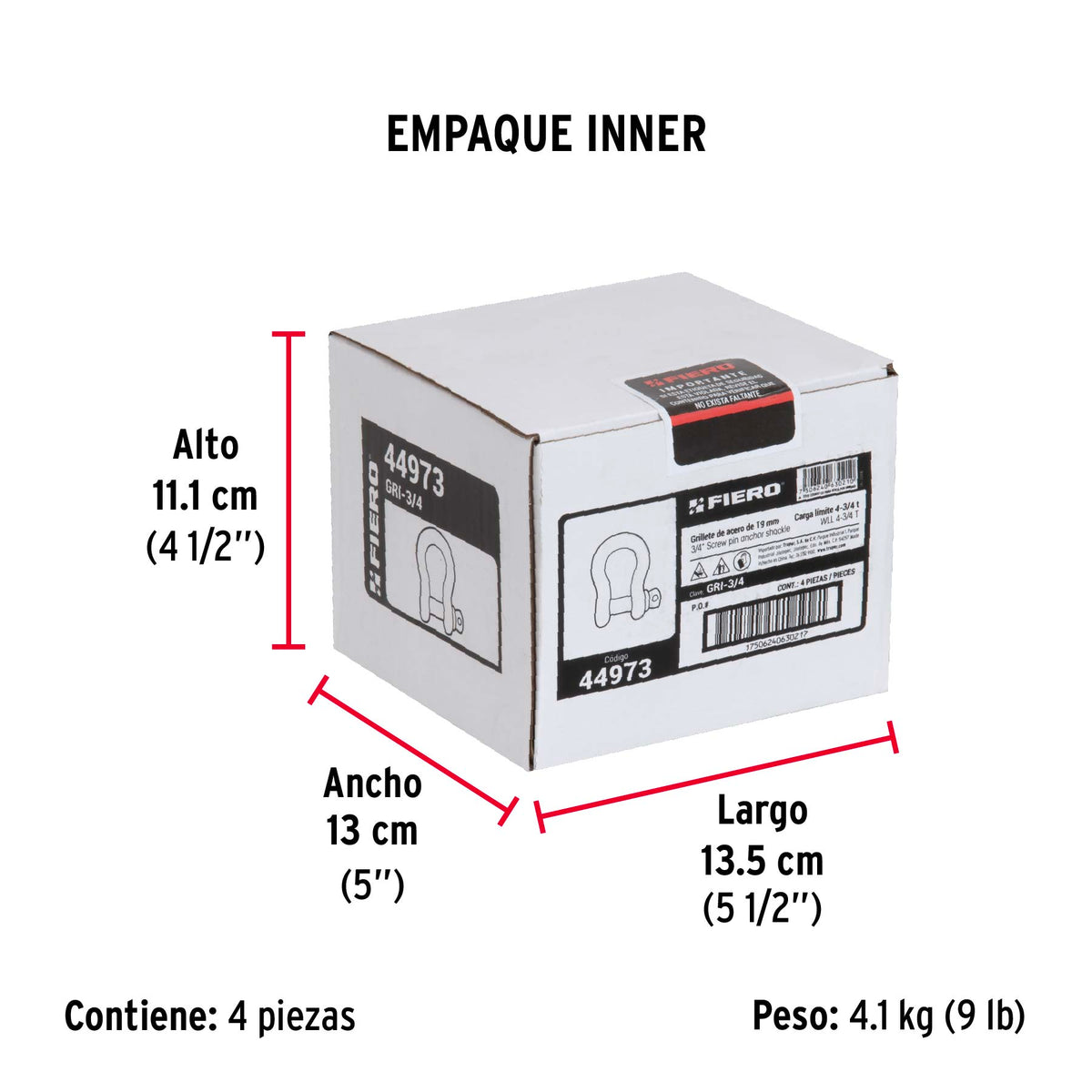 Grillete de 3/4"