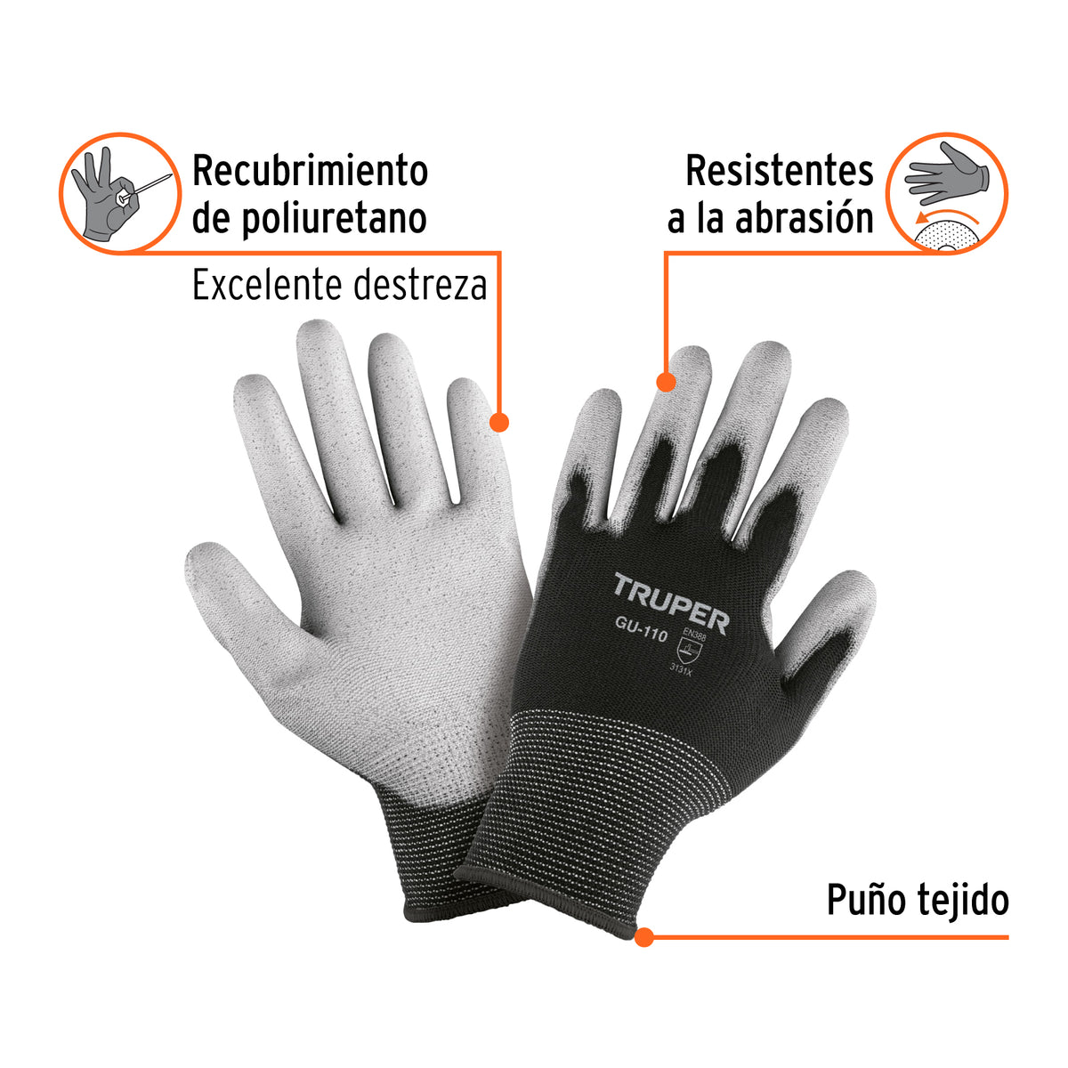 Guantes de nylon recubiertos de poliuretano, XCH, Truper