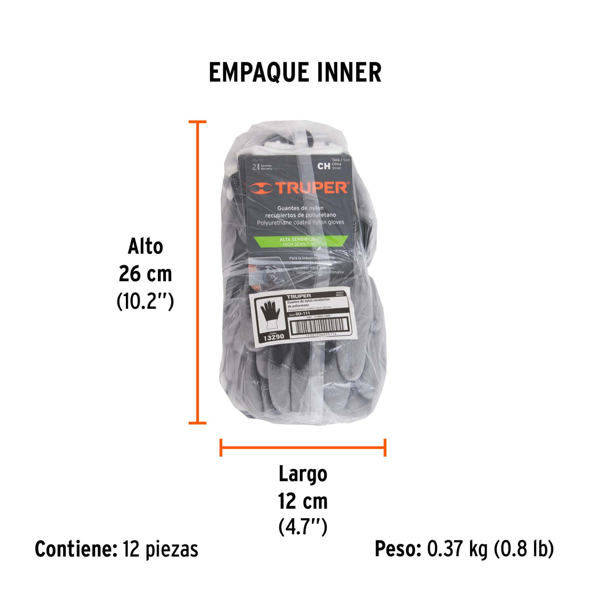 Guantes de nylon recubiertos con poliuretano, chicos