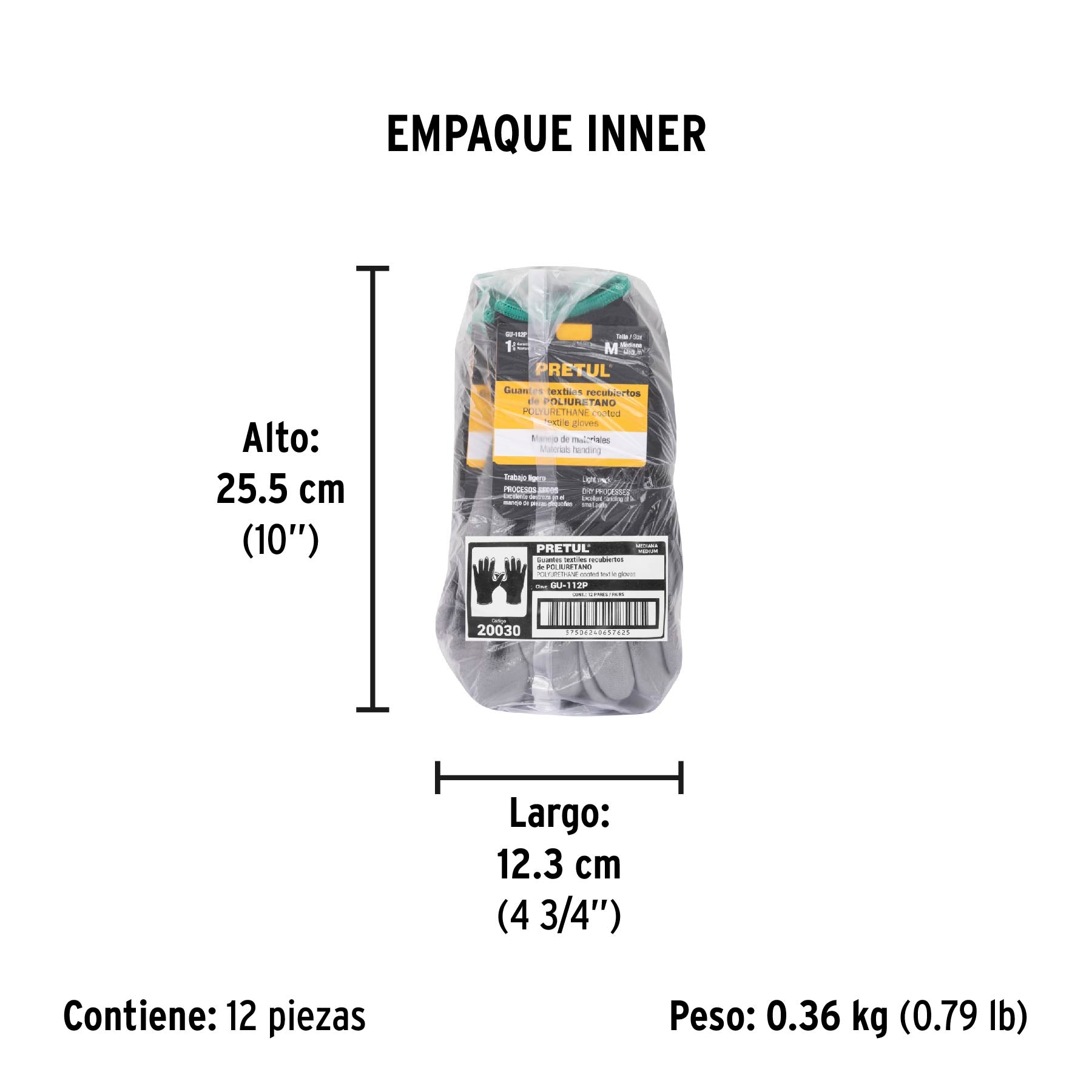 Guantes de nylon recubiertos de poliuretano, medianos,Pretul