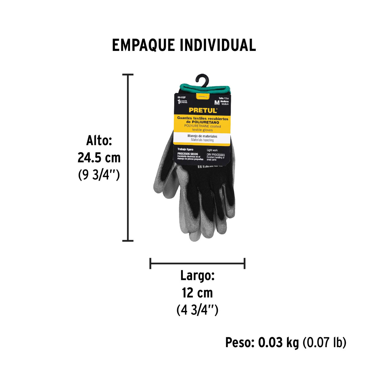Guantes de nylon recubiertos de poliuretano, medianos,Pretul