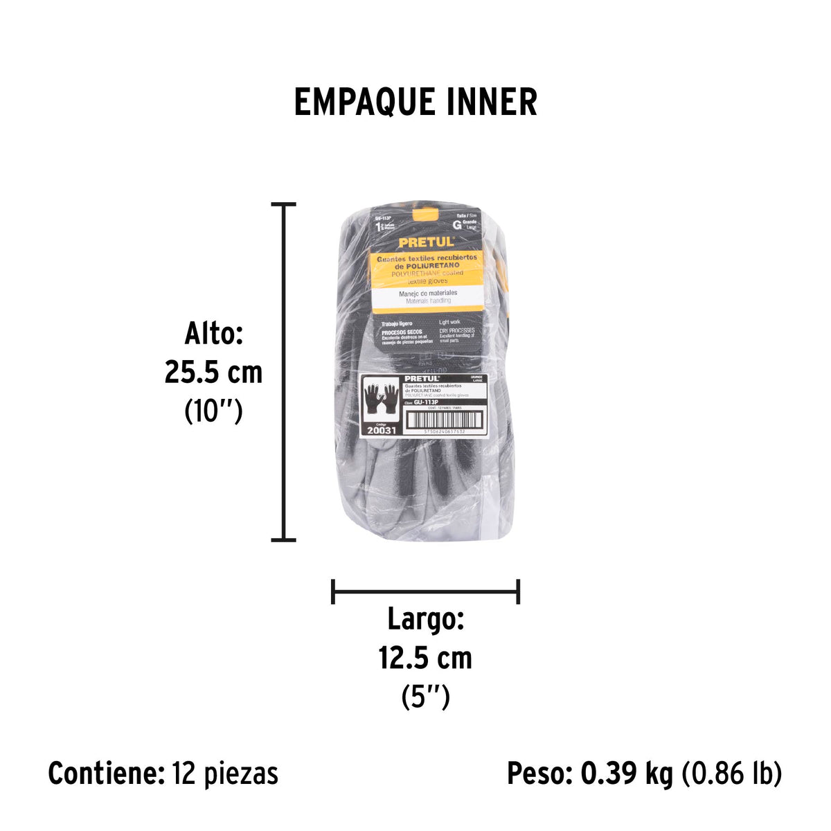 Guantes de nylon recubiertos de poliuretano, grandes, Pretul