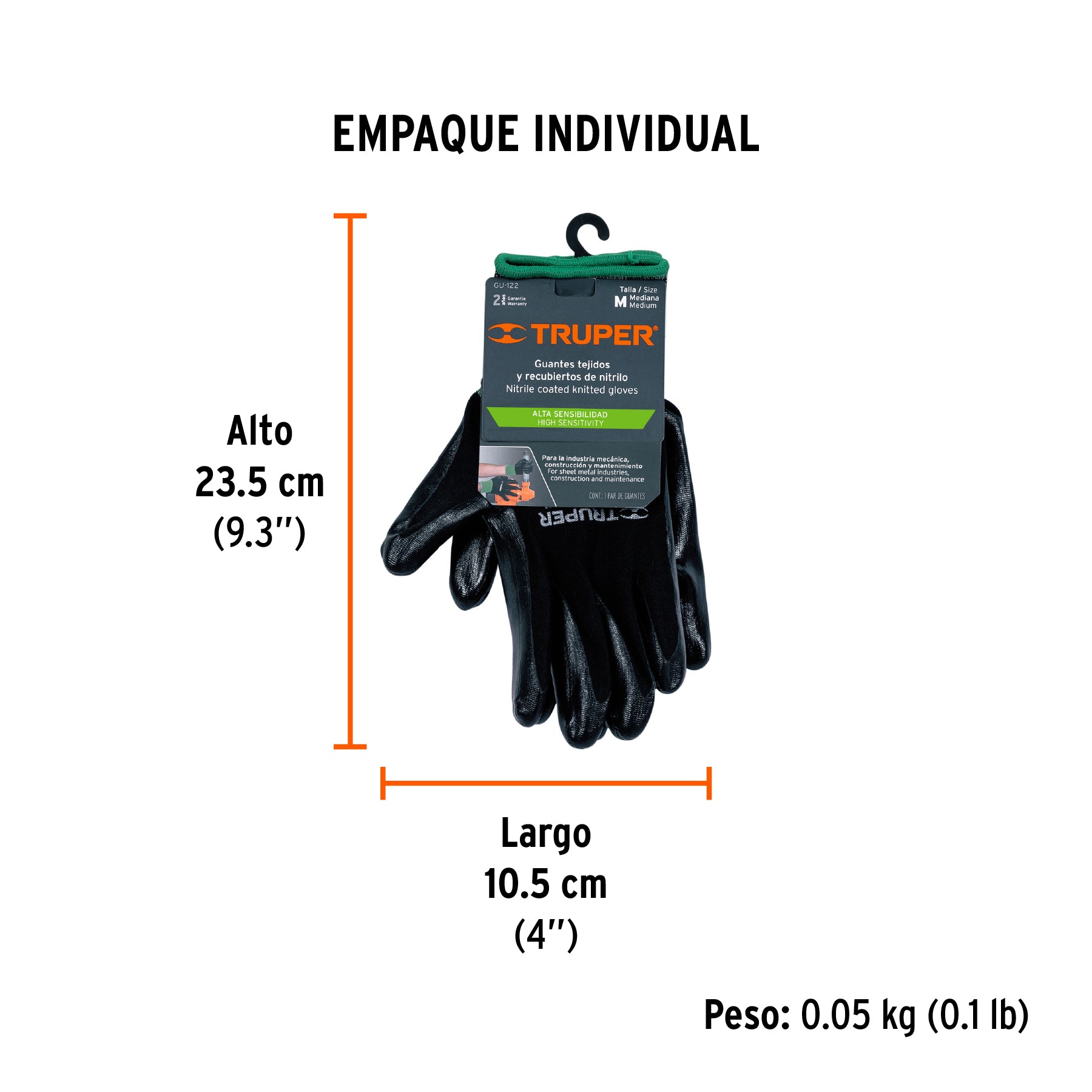 Guantes de nylon recubierto con nitrilo, medianos