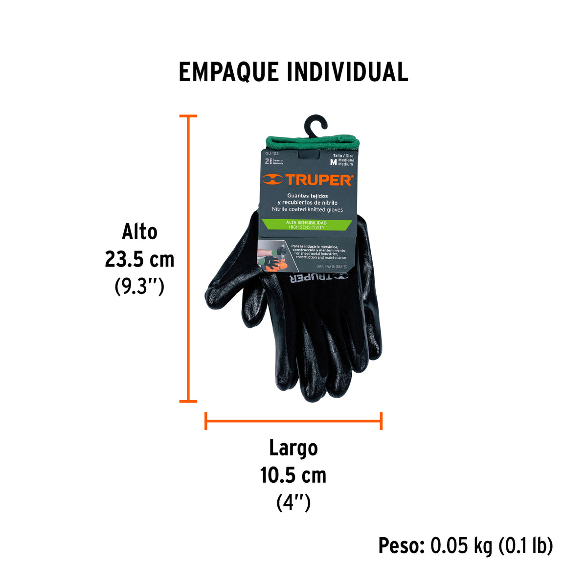 Guantes de nylon recubierto con nitrilo, medianos