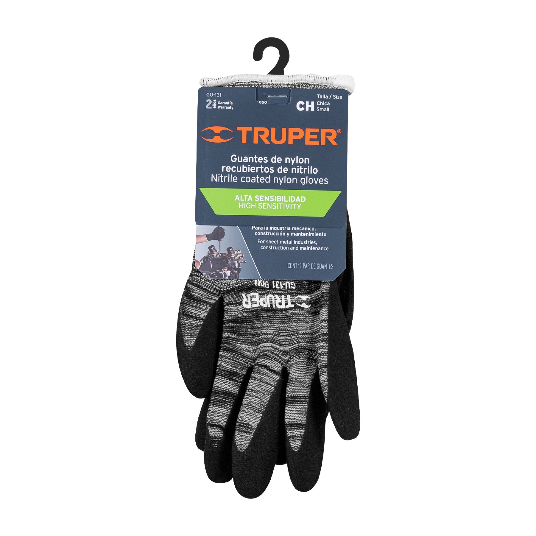 Guantes de nylon recubiertos de nitrilo arenoso, chicos