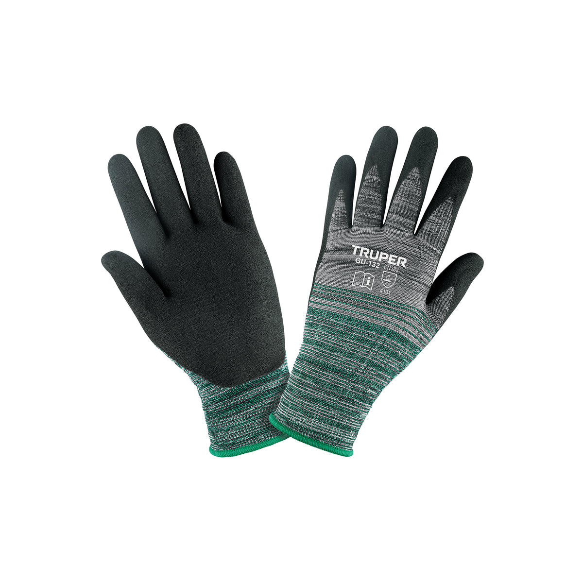 Guantes de nylon recubiertos de nitrilo arenoso, medianos