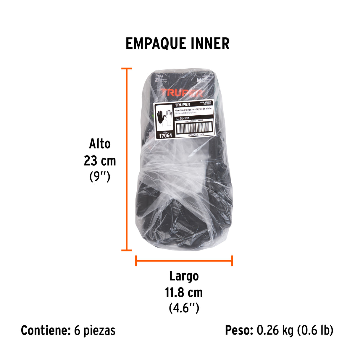 Guantes de nylon recubiertos de nitrilo arenoso, medianos