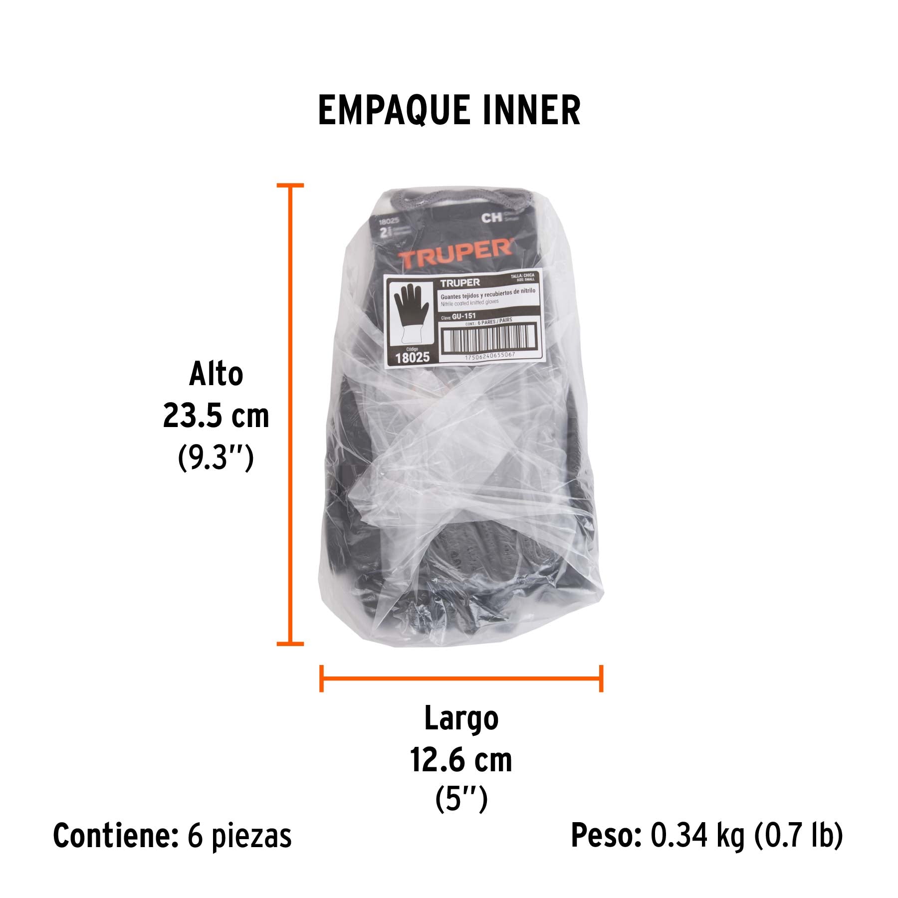 Guantes de poliéster con recubrimiento de nitrilo, chicos