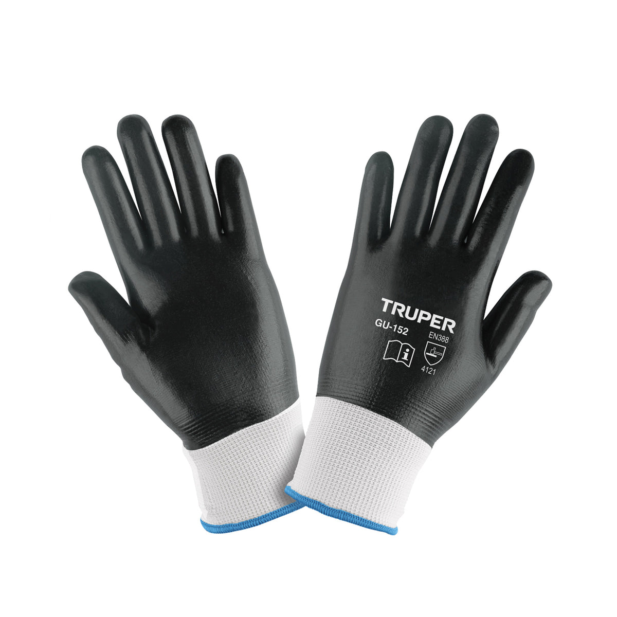 Guantes de poliéster con recubrimiento de nitrilo, medianos