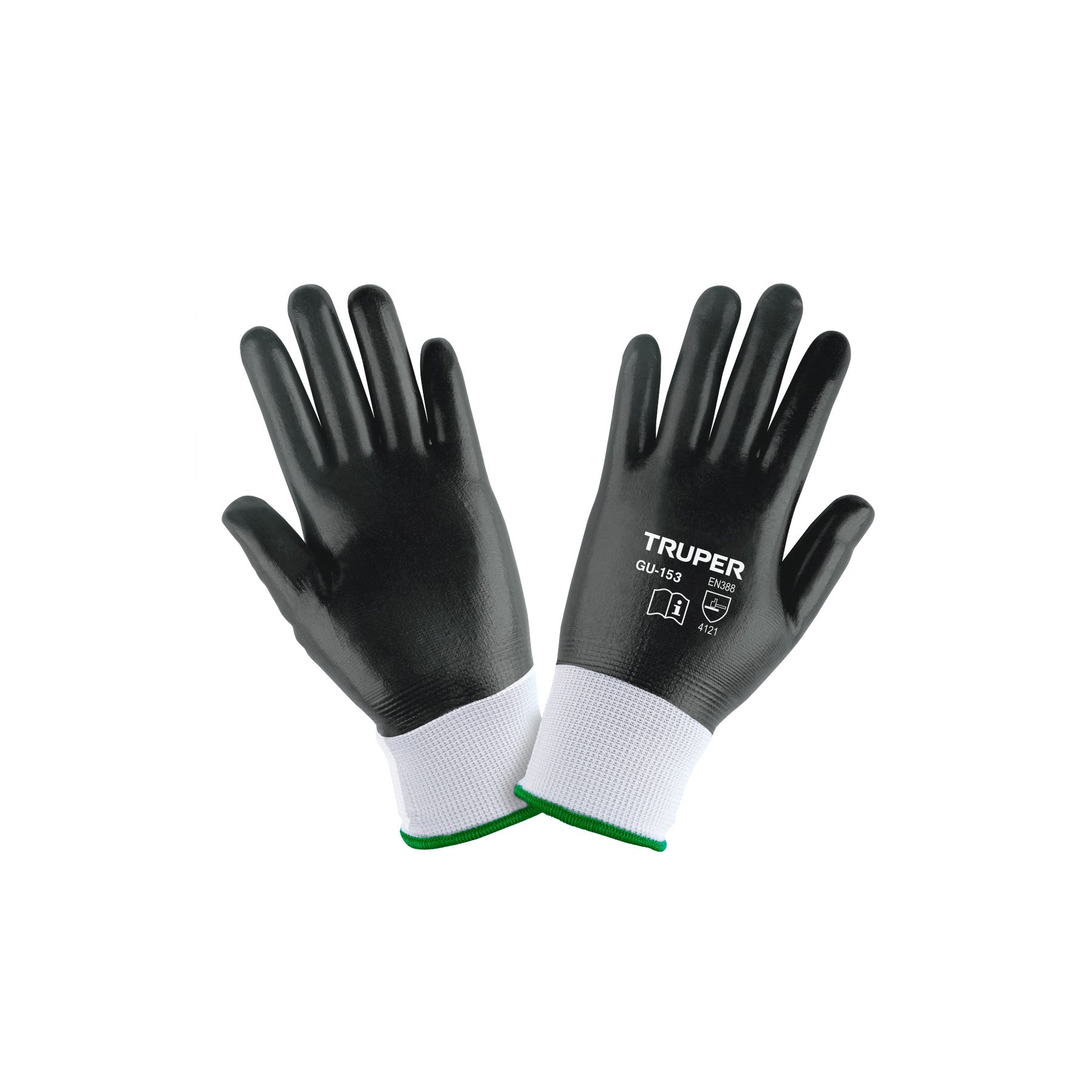 Guantes de poliéster con recubrimiento de nitrilo, grandes