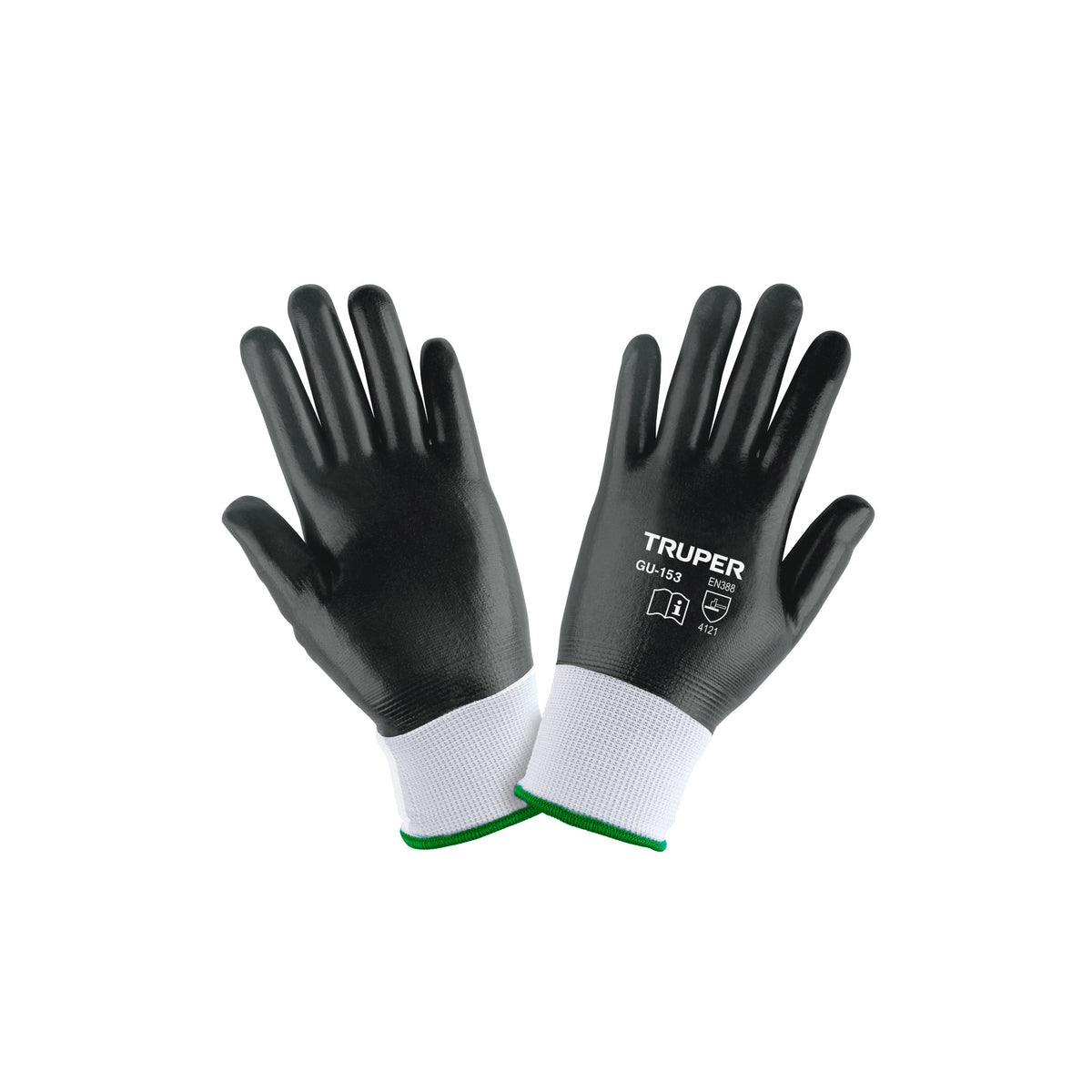Guantes de poliéster con recubrimiento de nitrilo, grandes