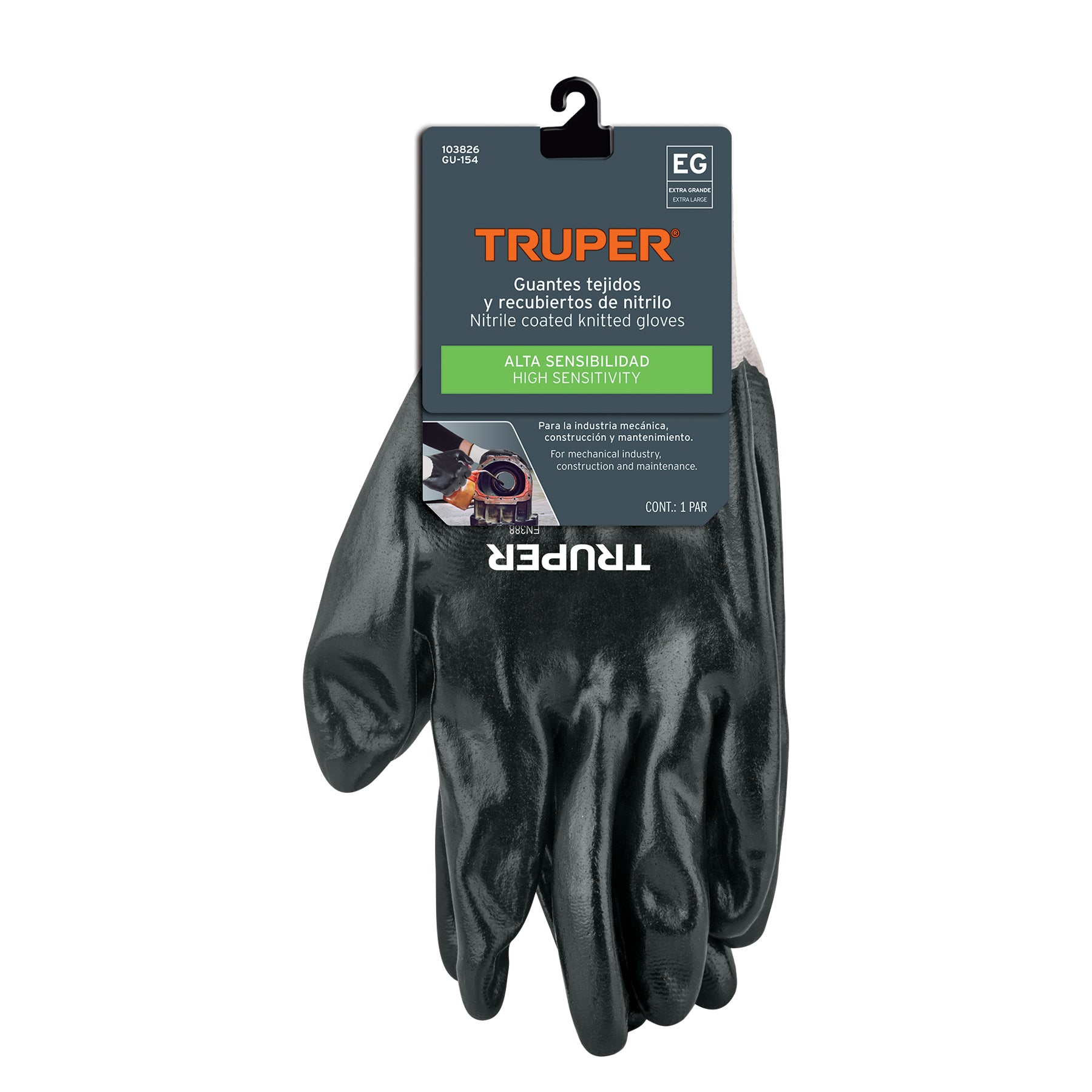 Guantes de poliéster con recubrimiento de nitrilo, XG Truper
