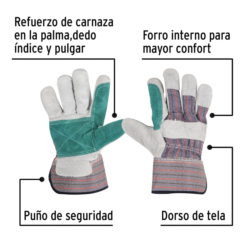 Guantes de carnaza y loneta con refuerzo talla grande Pretul