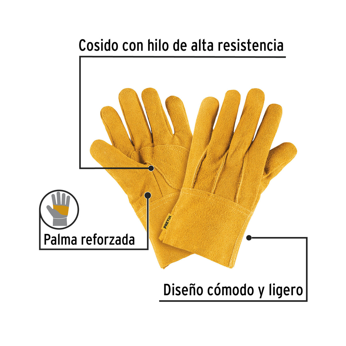 Guantes de carnaza, cortos, Pretul