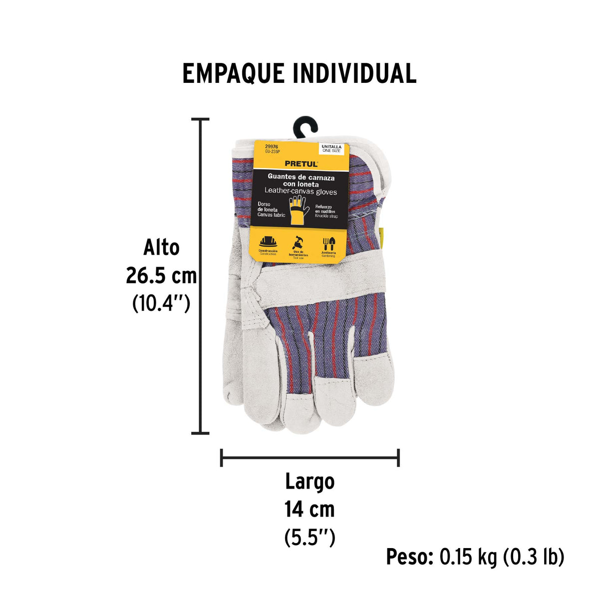 Guantes de carnaza y loneta talla grande Pretul