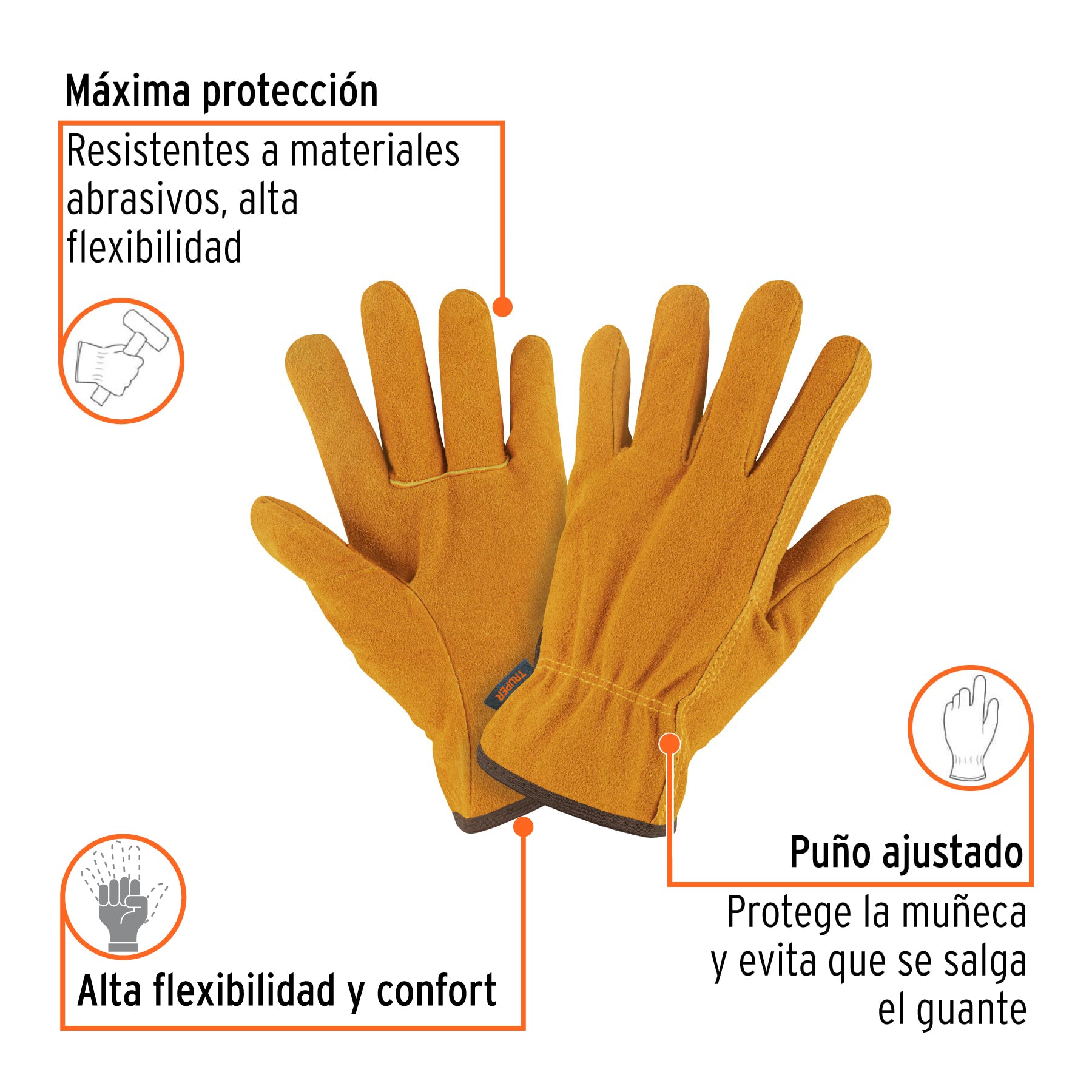 Guantes carnaza, usos generales, chicos