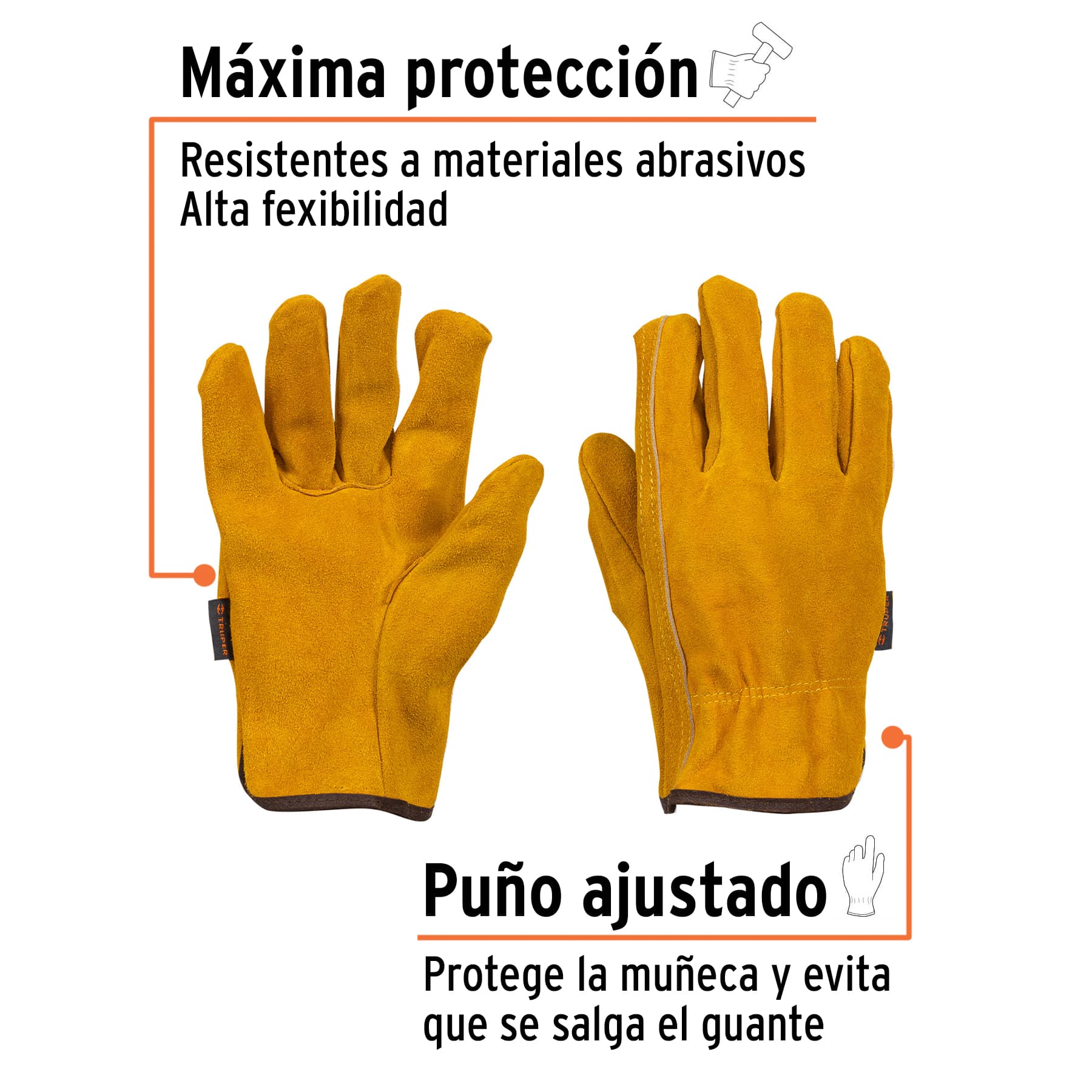 Guantes carnaza, usos generales, chicos