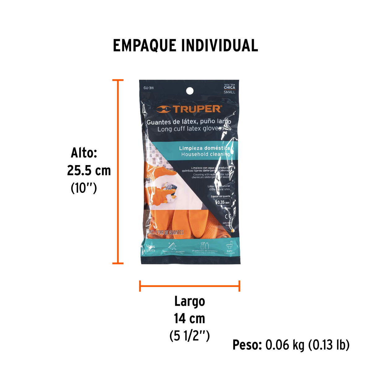 Guantes de látex para limpieza, chicos