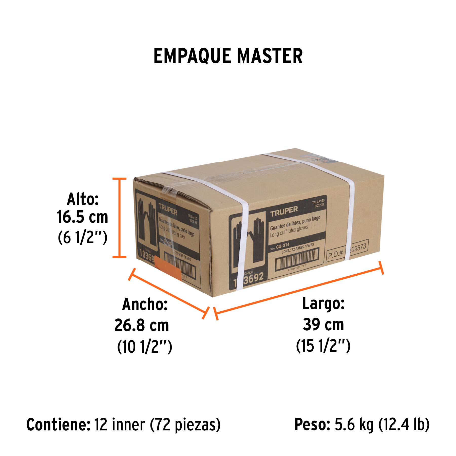 Guantes de látex para limpieza, extra grandes, Truper