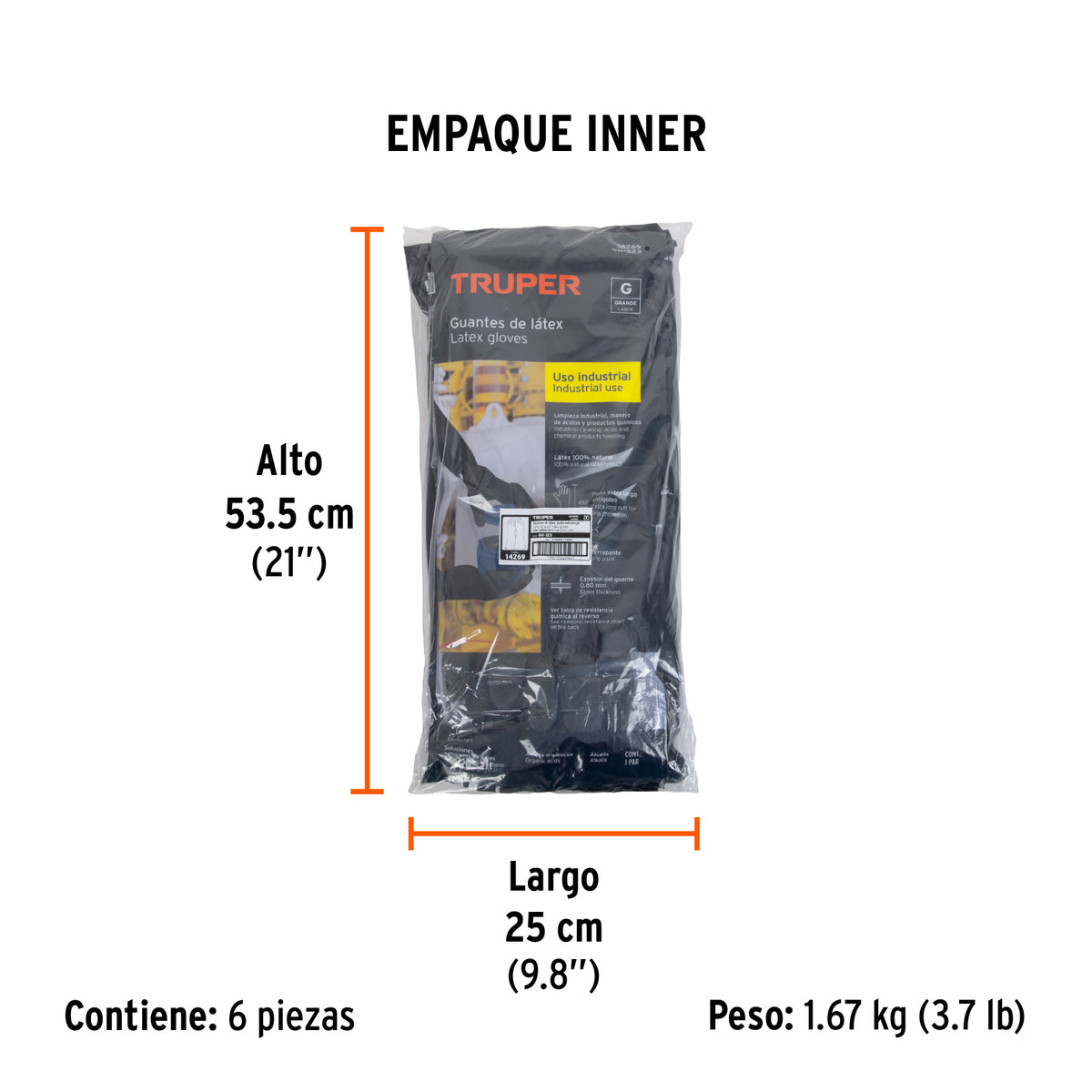 Guantes de látex industriales, grandes