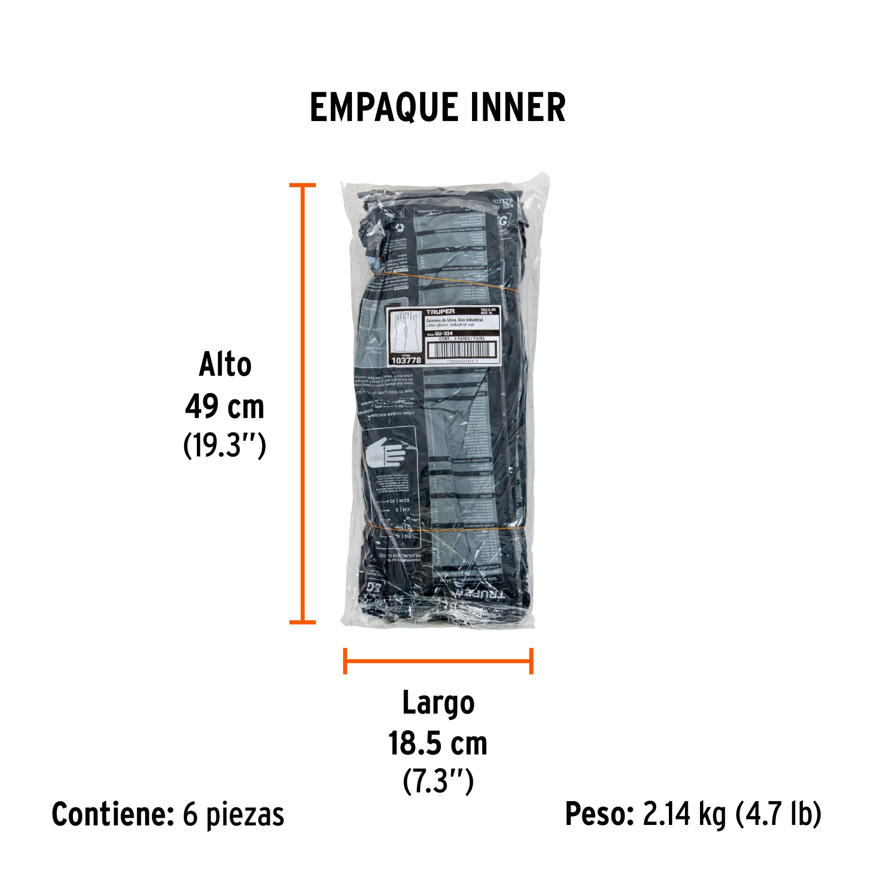 Guantes de látex industriales, XG, Truper