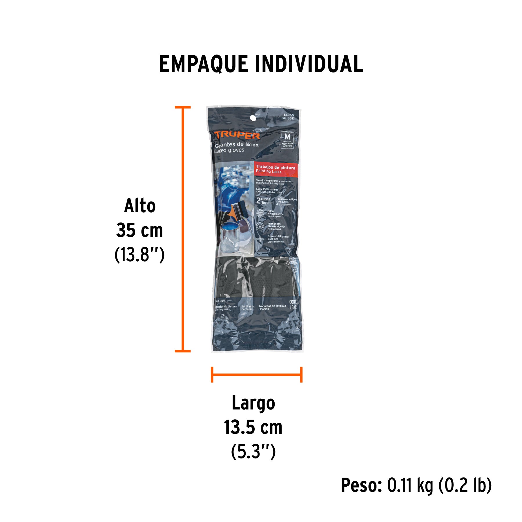Guantes de látex para pintor, medianos