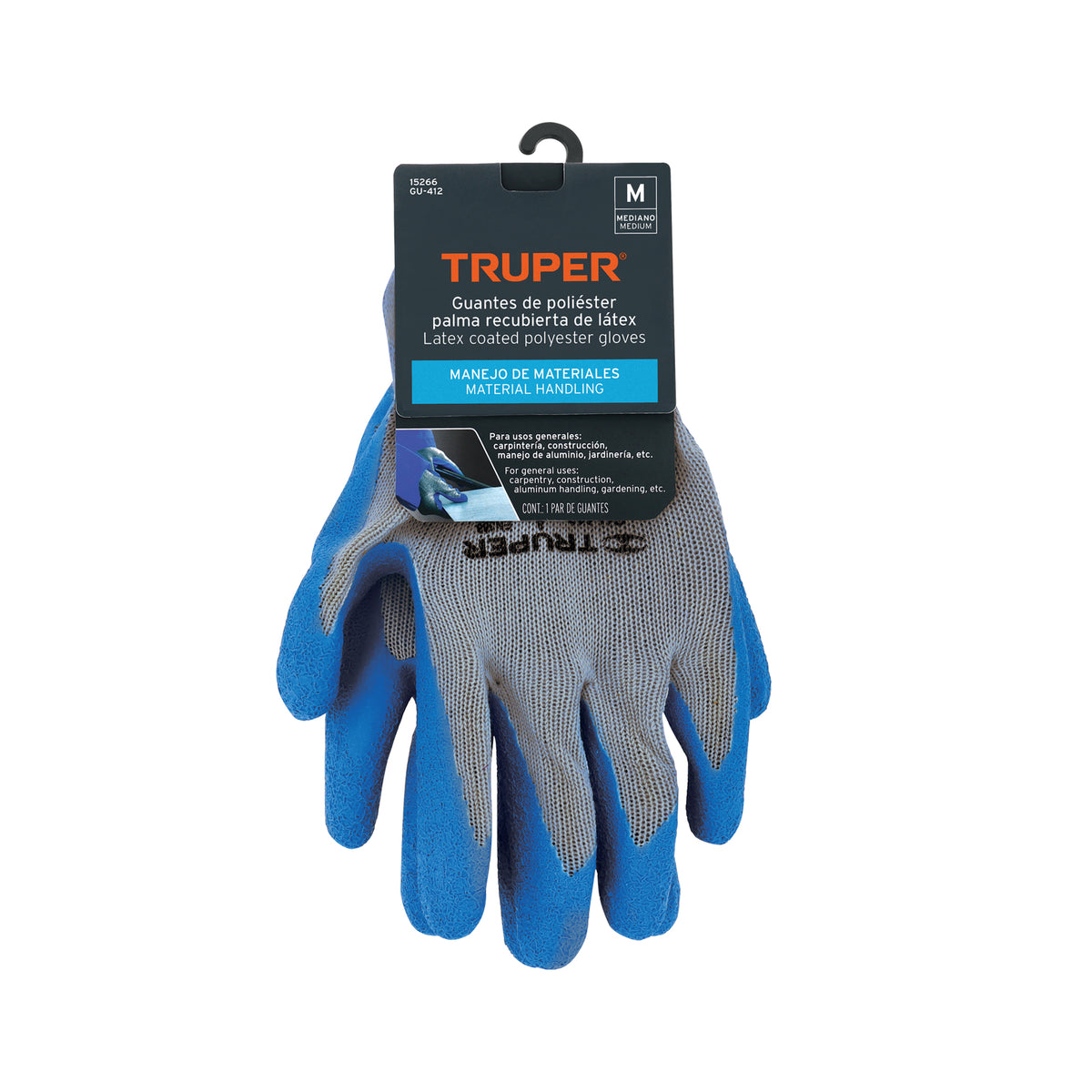 Guantes de poliéster recubiertos de latex, medianos