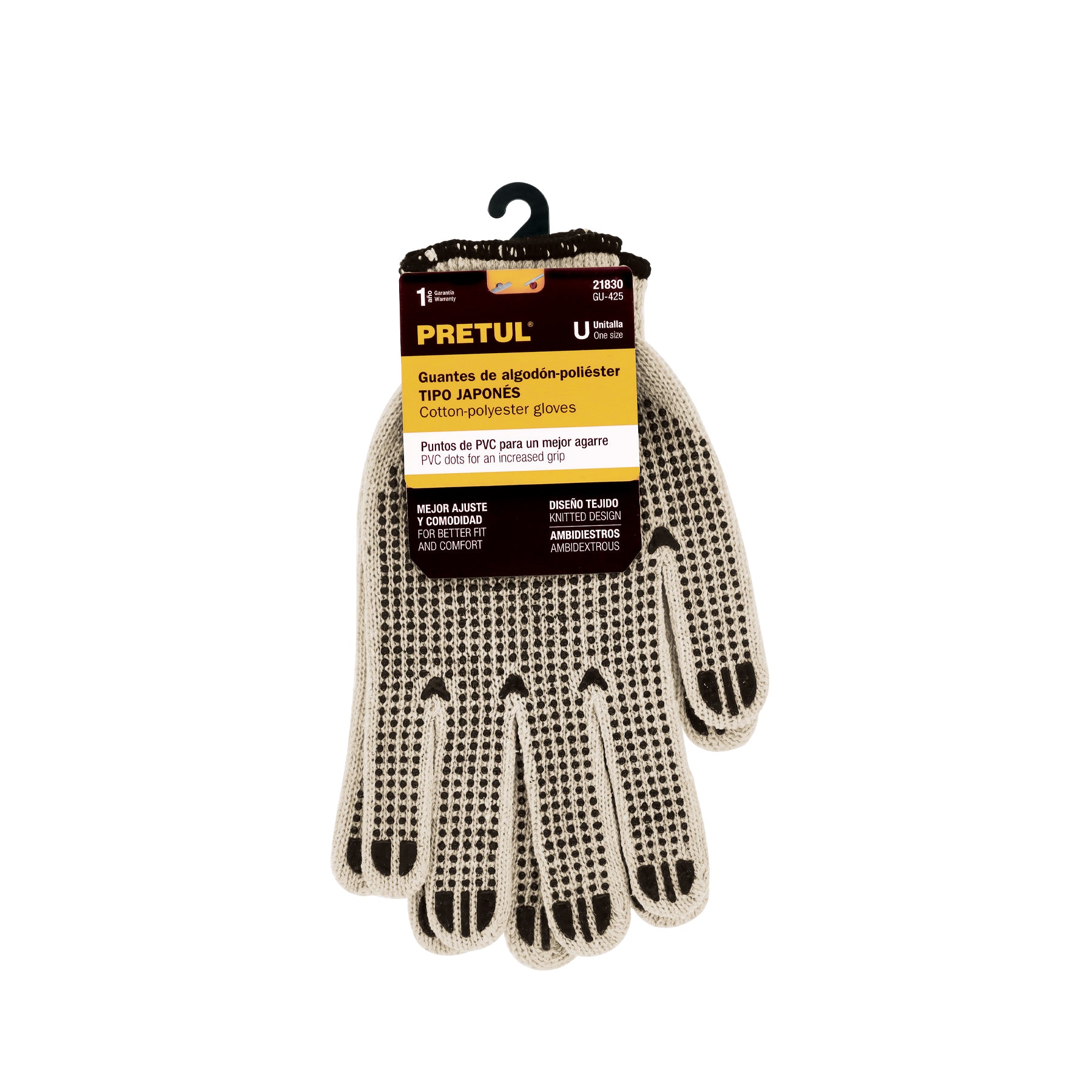 Guantes de algodón con puntos de pvc, pretul