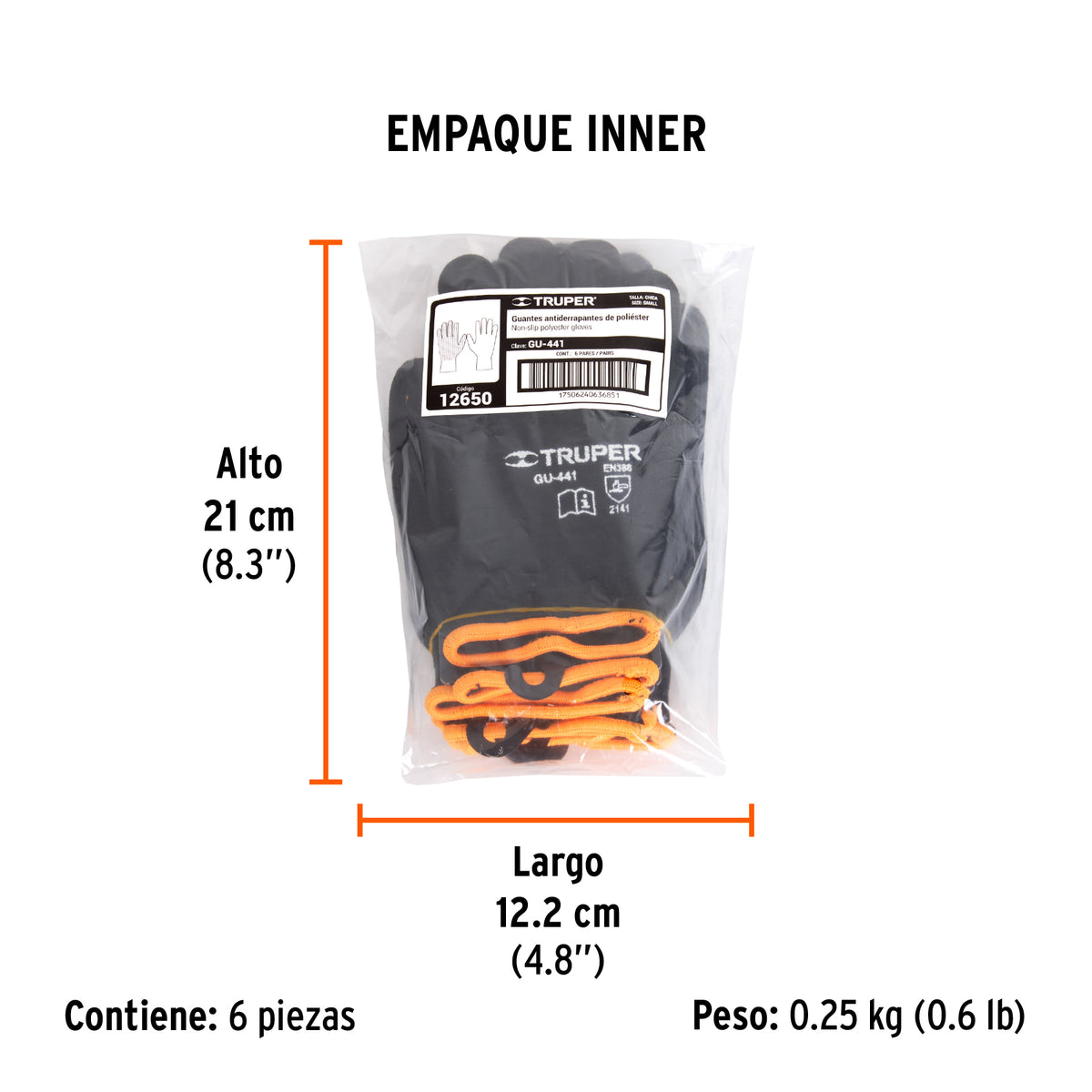 Guantes de nylon con puntos de PVC en palma, chicos