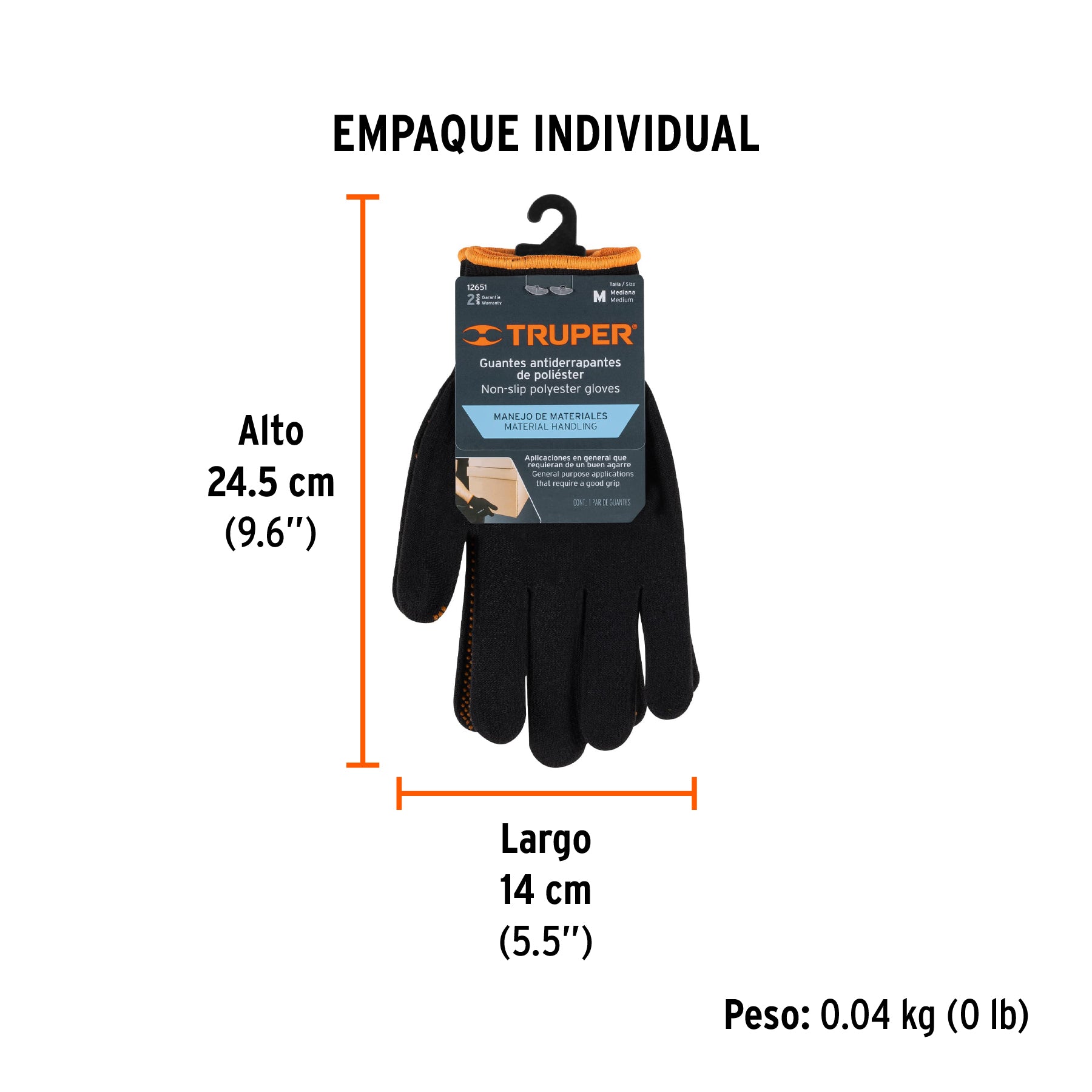Guantes de nylon con puntos de PVC en palma, medianos