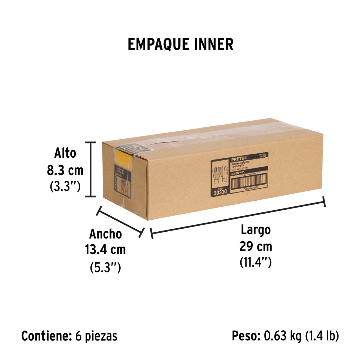 Guantes de algodón con puntos de PVC, palmas y dorso, Pretul