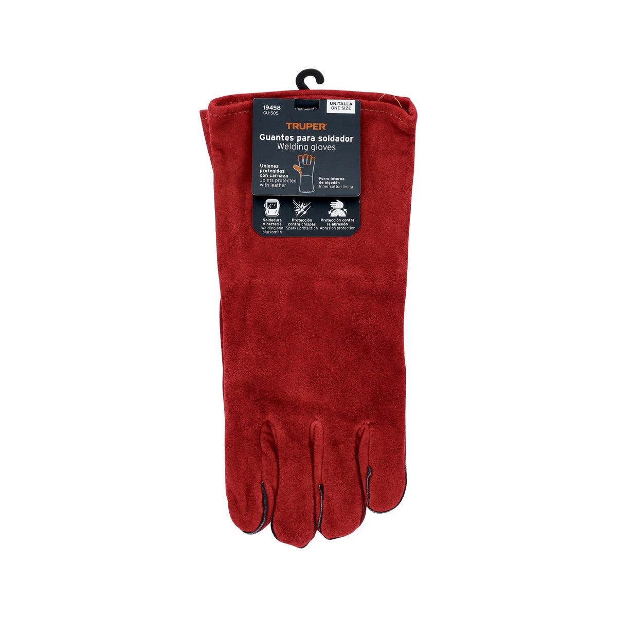 Guante rojo de carnaza para soldador