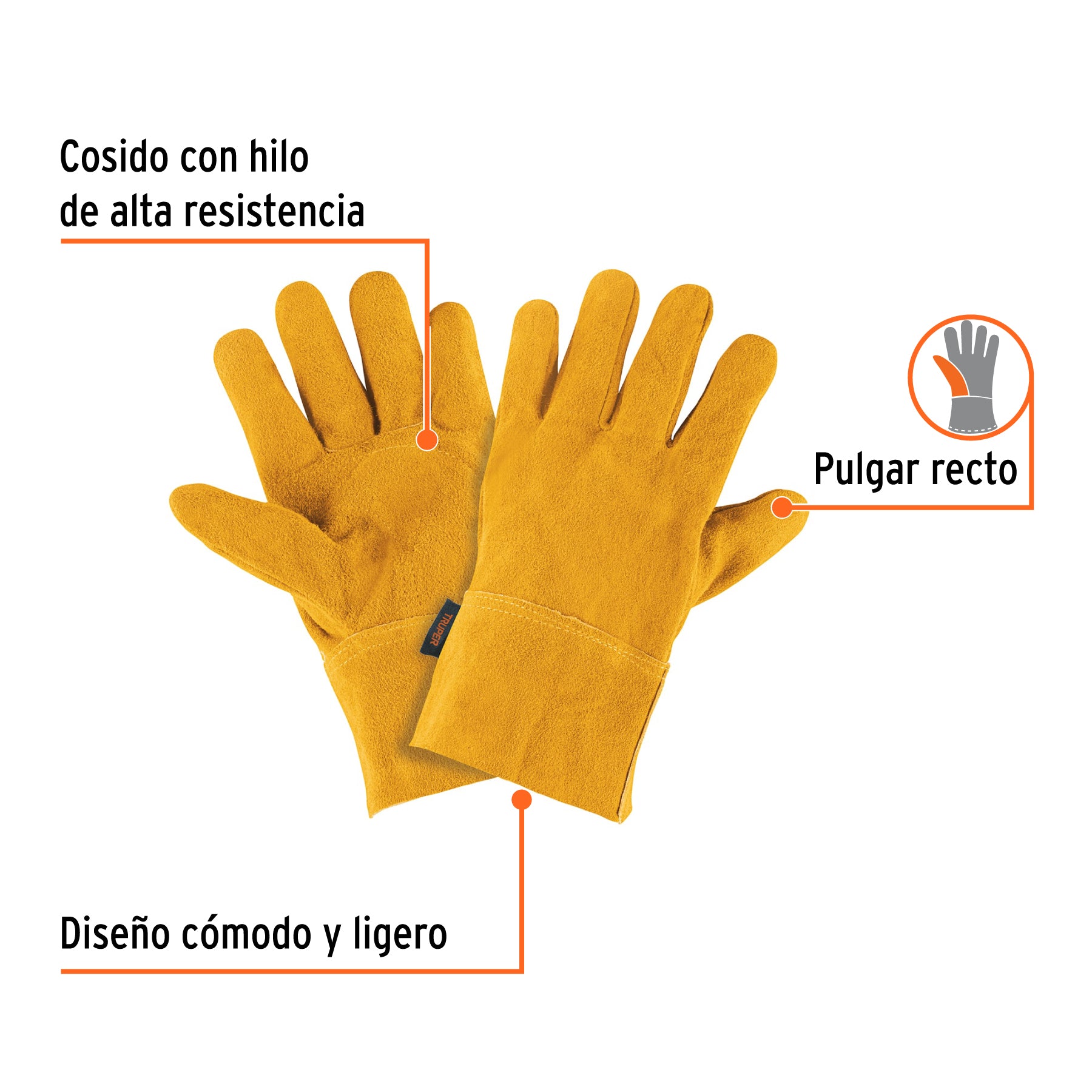 Guantes de carnaza, corto