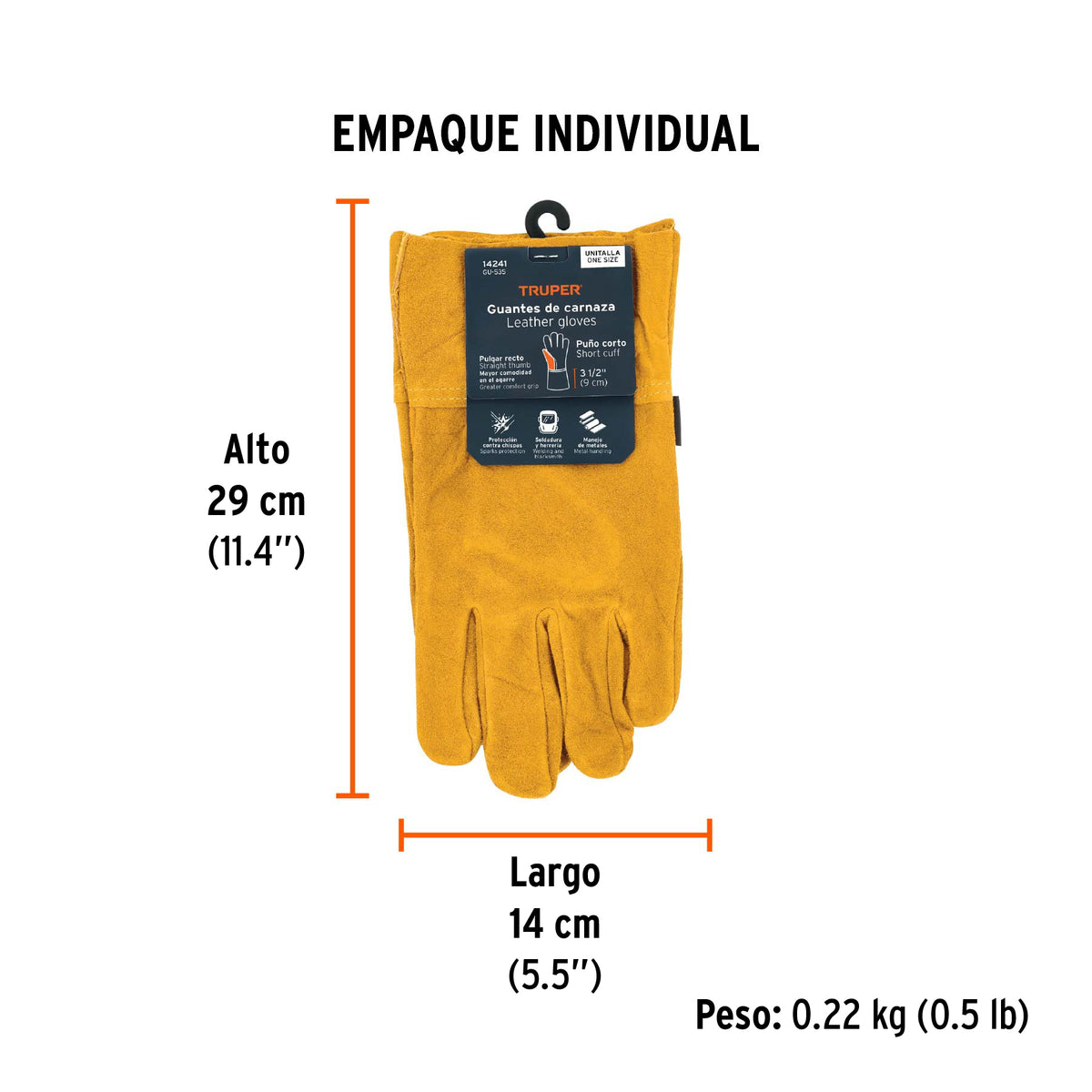 Guantes de carnaza, corto