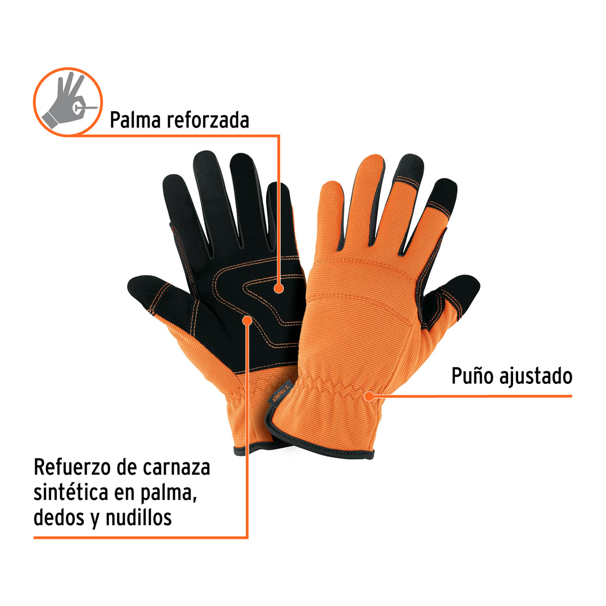 Guantes para mecánico, palma reforzada
