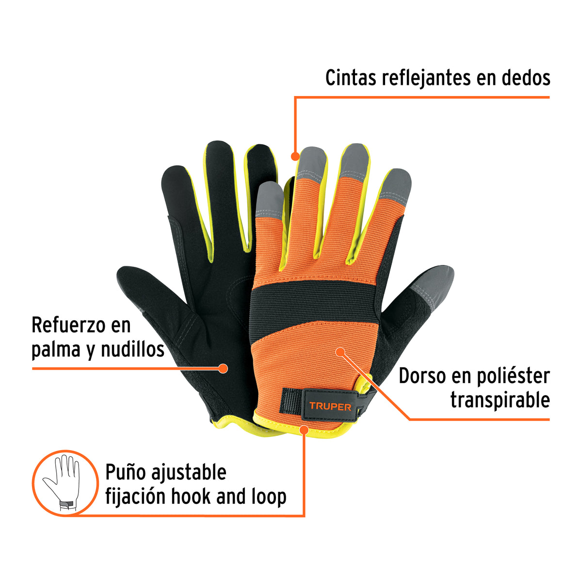 Guantes para mecánico, alta visibilidad