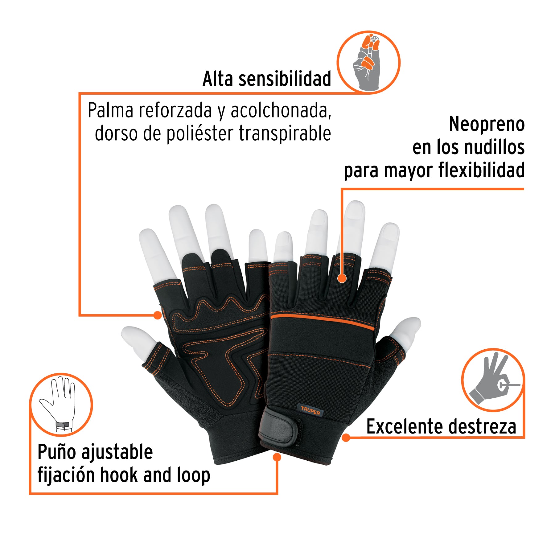 Guantes para mecánico, cortos