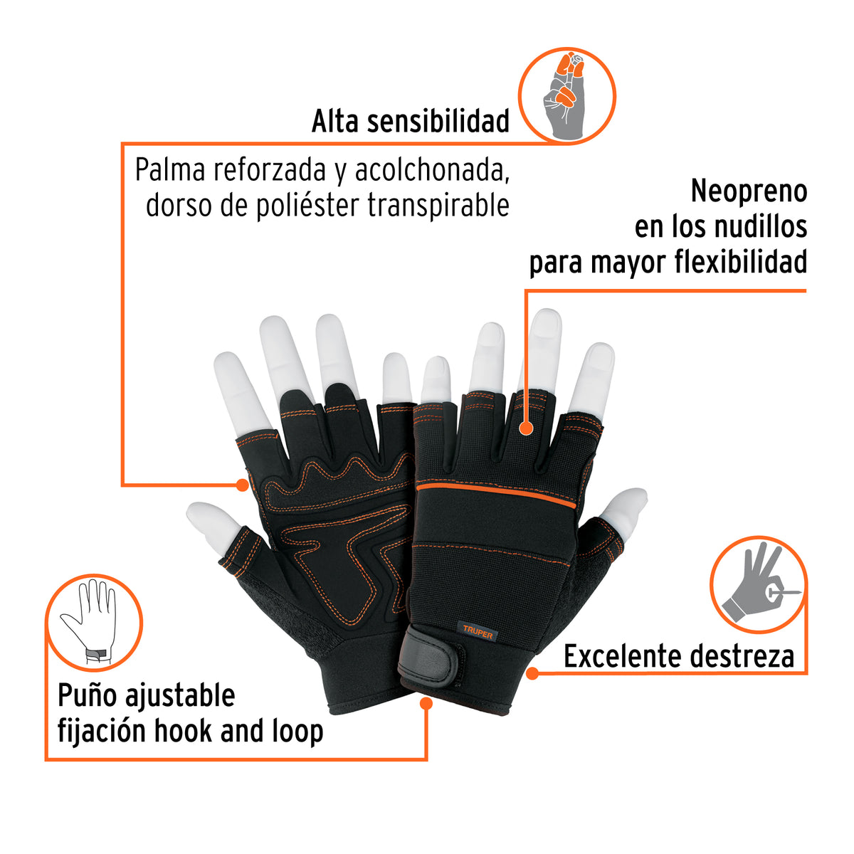 Guantes para mecánico, cortos