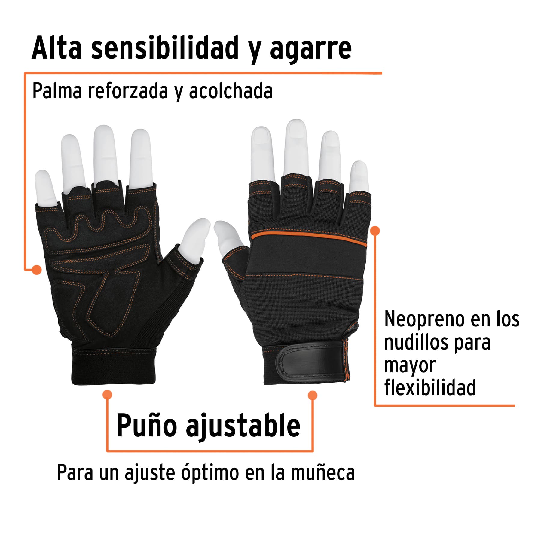 Guantes para mecánico, cortos