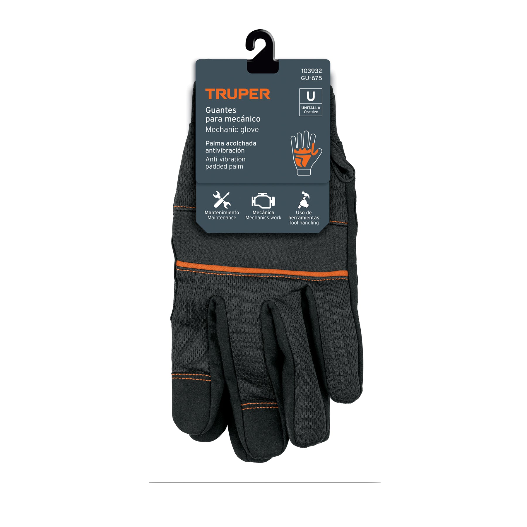 Guante para mecánico, antivibraciones, unitalla, TRUPER