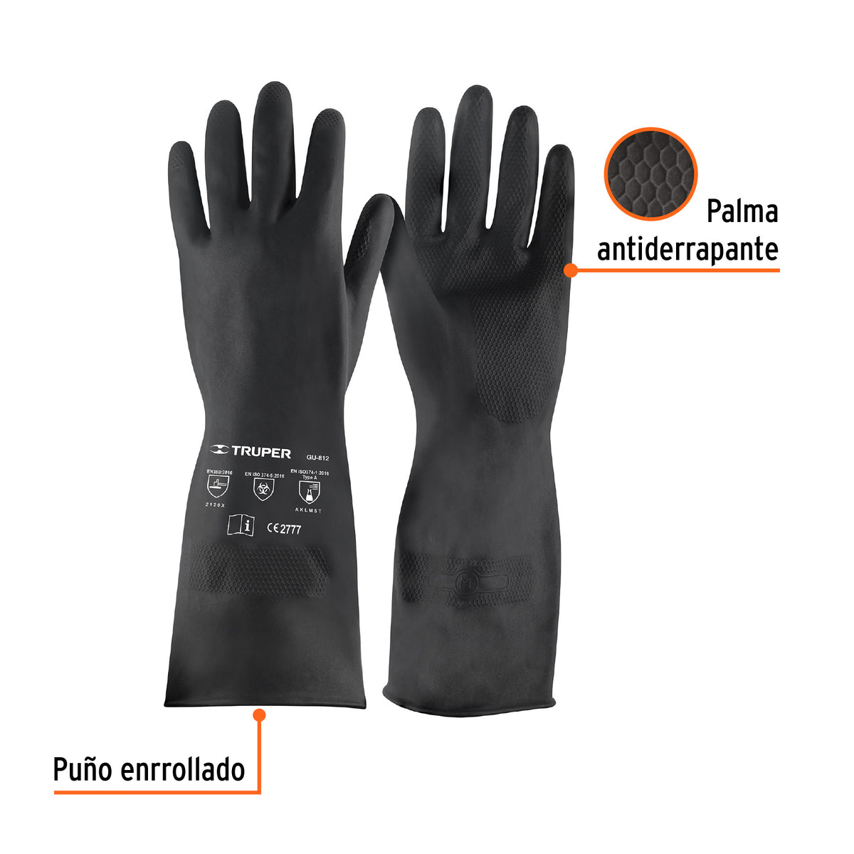 Guantes de neopreno para manejo de químicos, medianos