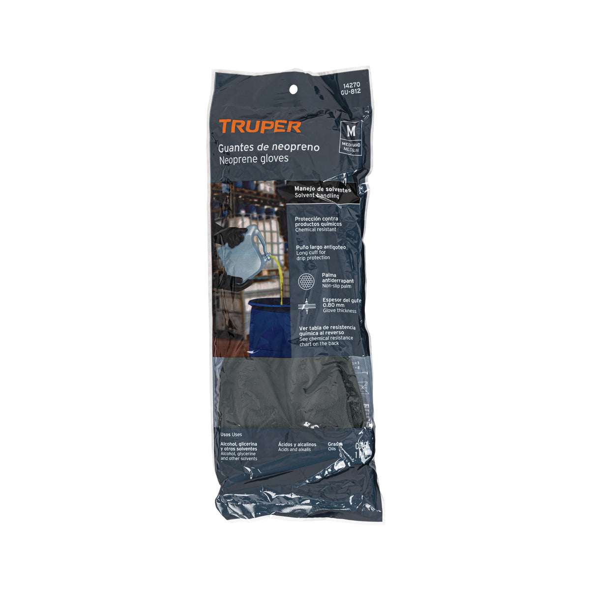 Guantes de neopreno para manejo de químicos, medianos