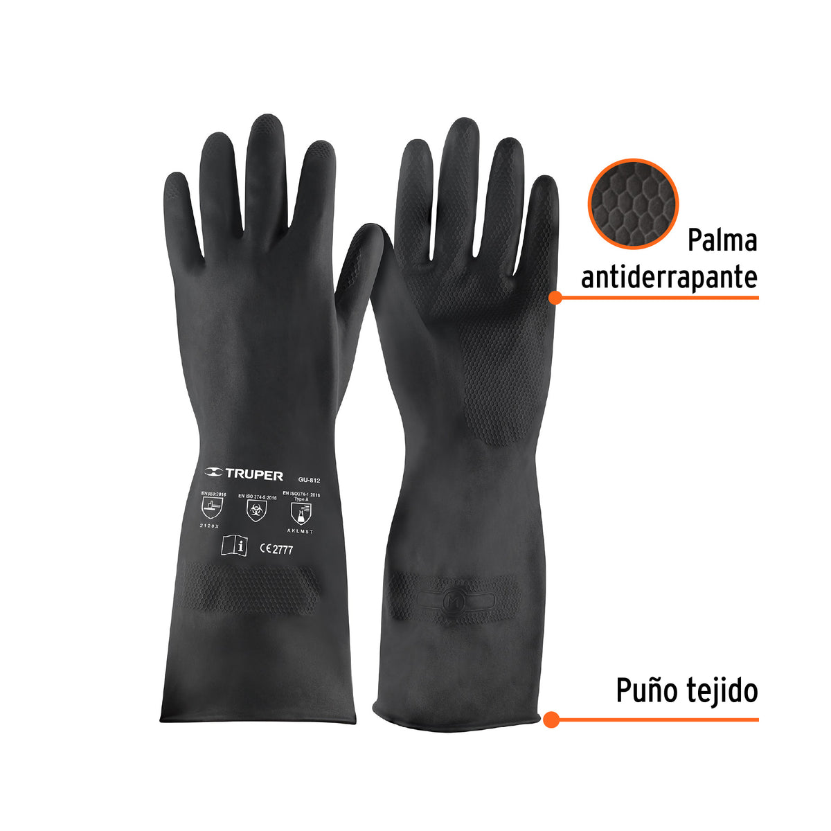 Guantes de neopreno para manejo de químicos, grandes