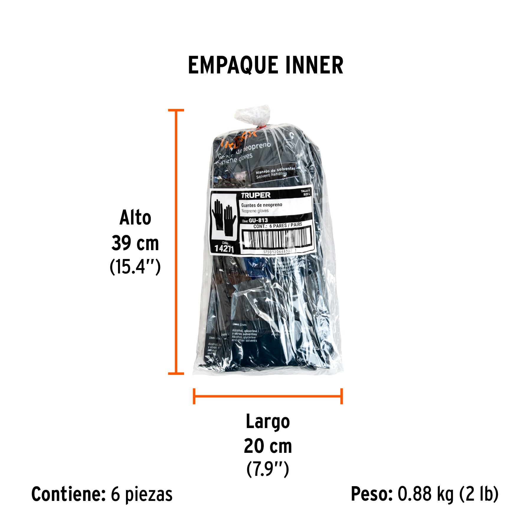 Guantes de neopreno para manejo de químicos, grandes