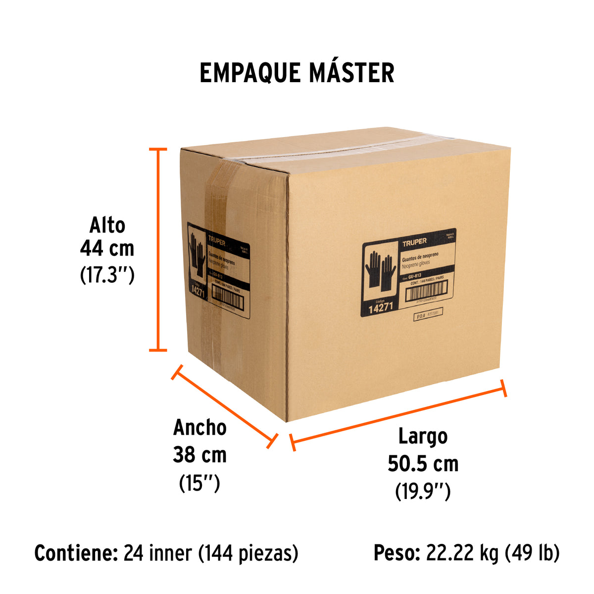 Guantes de neopreno para manejo de químicos, grandes