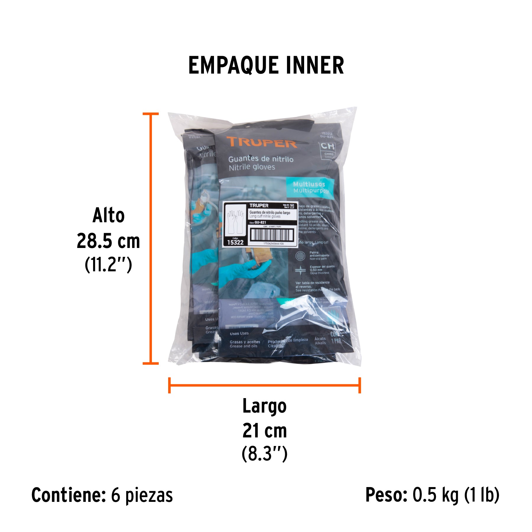 Guantes de nitrilo verde, multiusos, chicos